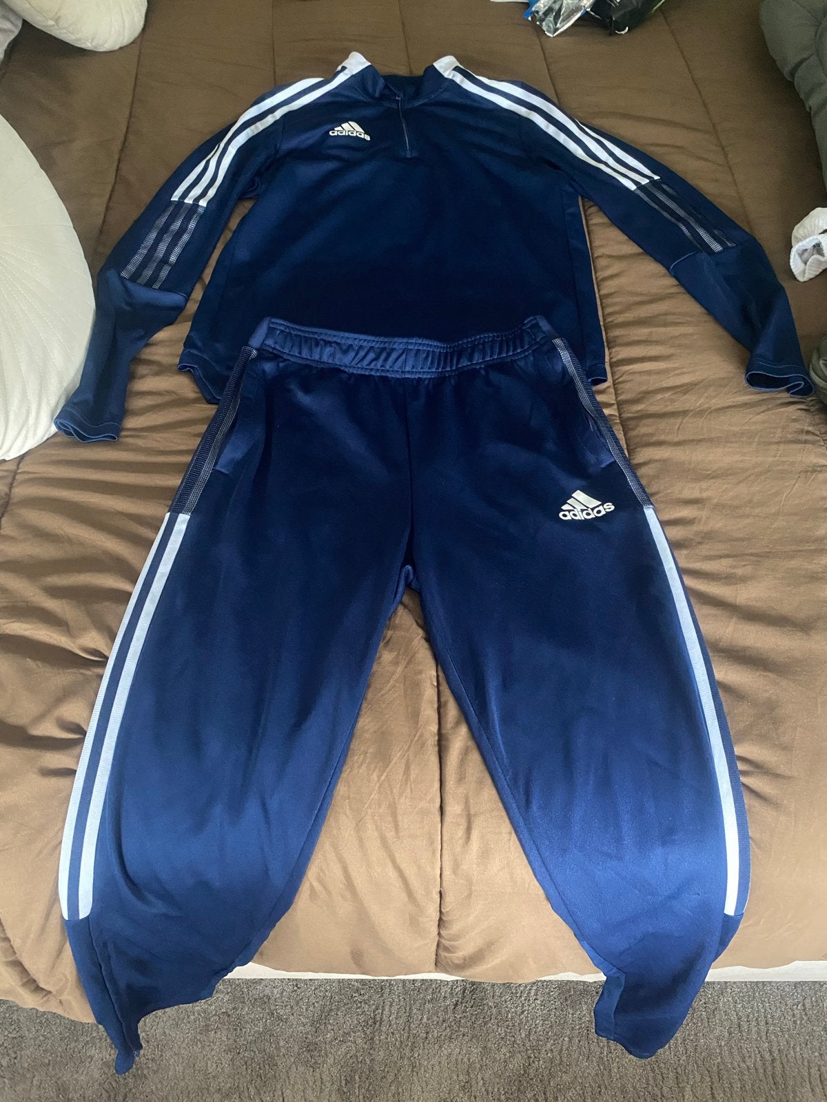 Adidas trainingspak - Donkerblauw met witte strepen, Ophalen of Verzenden, Gebruikt