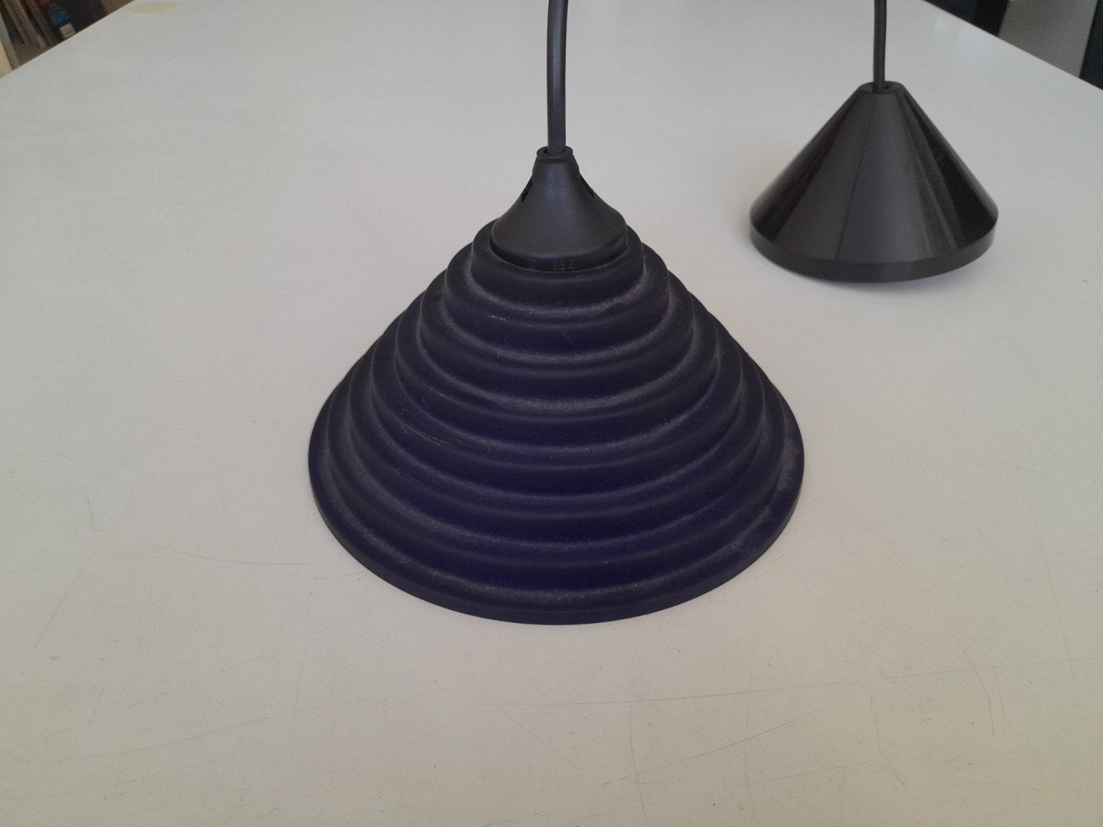 Lamp blauwe glas vintage - zgan, Huis en Inrichting, Lampen | Hanglampen, Ophalen, Glas