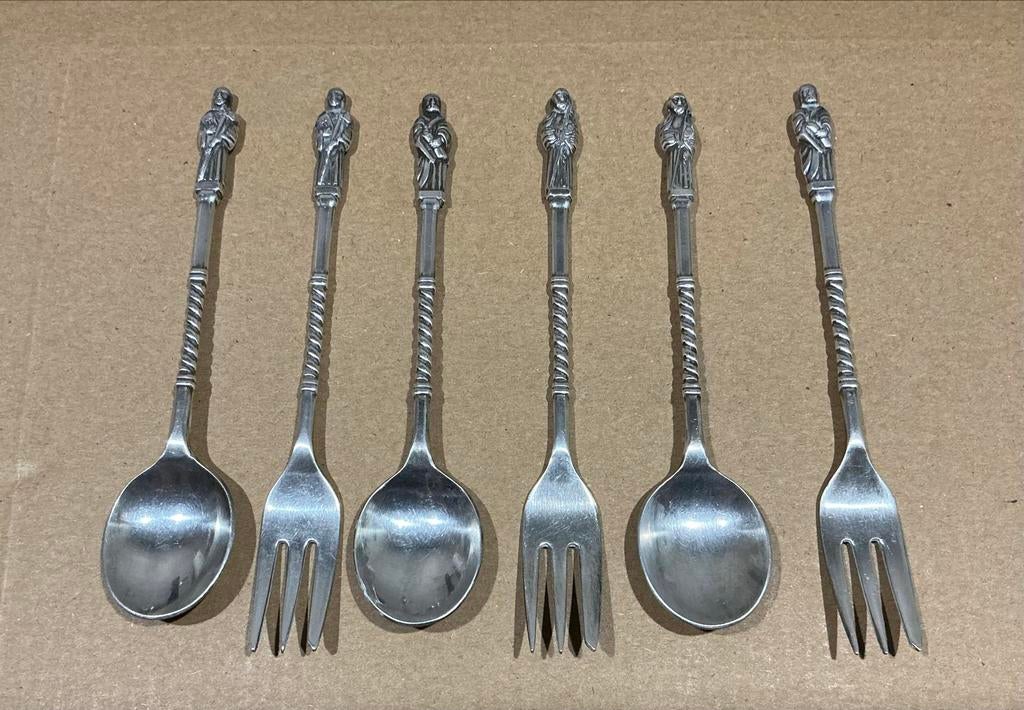 Vintage Apostel lepeltjes en Vorkjes., Antiek en Kunst, Antiek | Bestek, Verzenden