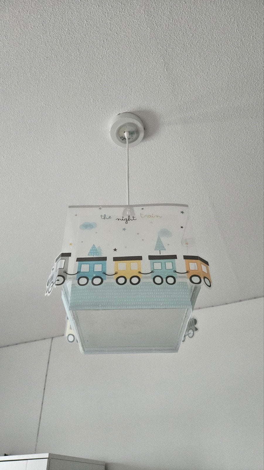 Lamp kinderkamer met trein en bergen + nachtlamp, Ophalen, Gebruikt, Kunststof, Kinderkamer, speels, trein