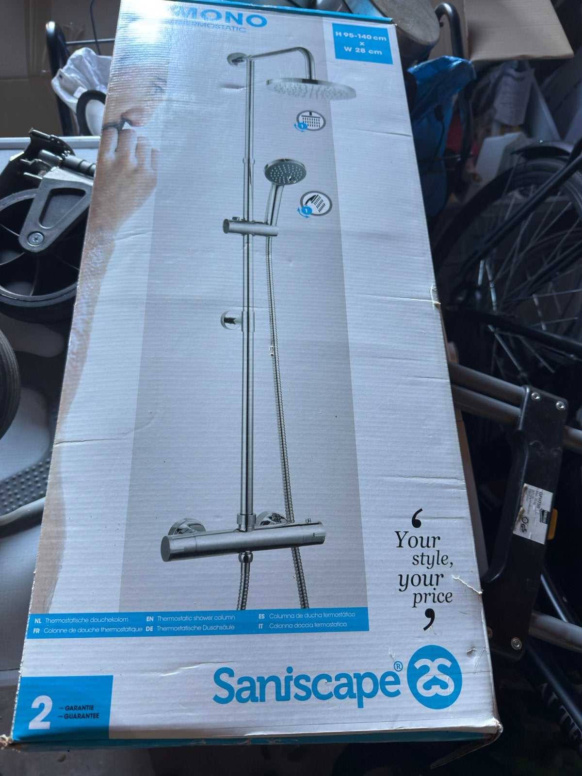 Saniscape Mono Thermostatische Douchekolom - Nieuw in doos, Doe-het-zelf en Verbouw, Ophalen of Verzenden, Nieuw, Chroom, Douche