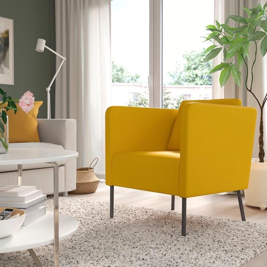 Gele fauteuil - Zo goed als nieuw, Huis en Inrichting, Fauteuils, Ophalen, 75 tot 100 cm, Zo goed als nieuw, Stof