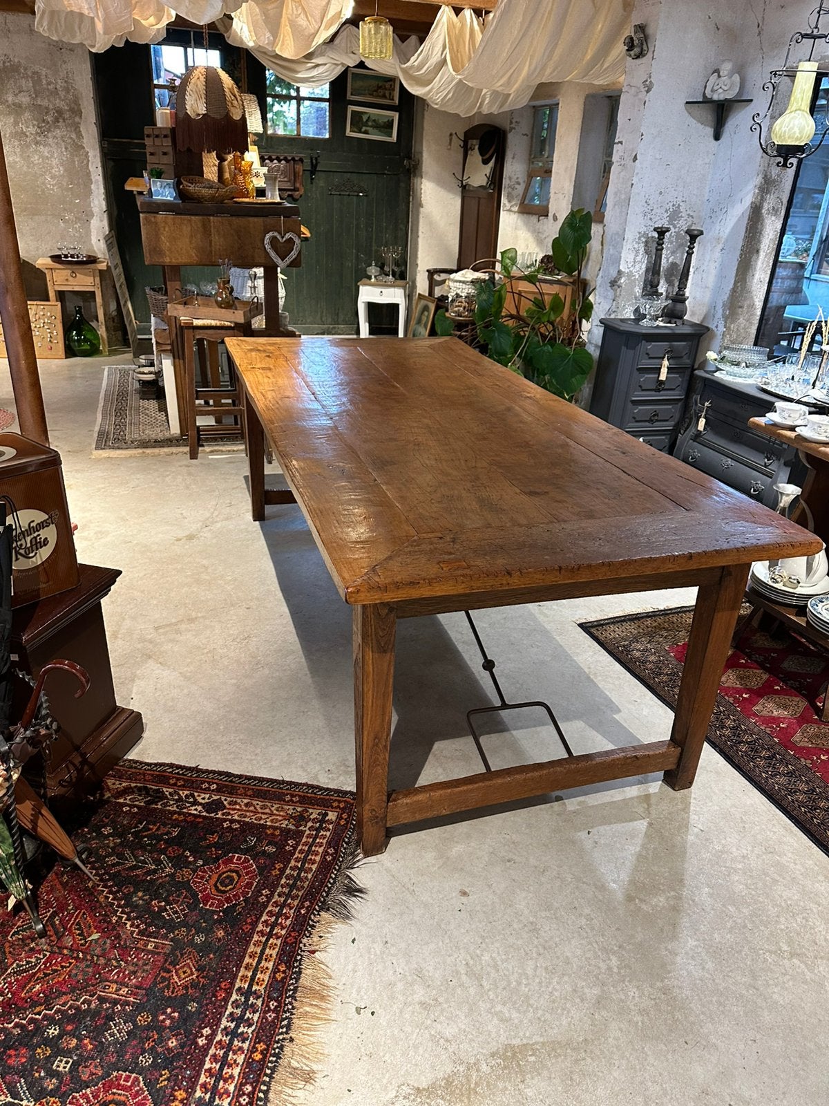 Brocante eet tafel - Franse tafel - hout - metaal, Ophalen