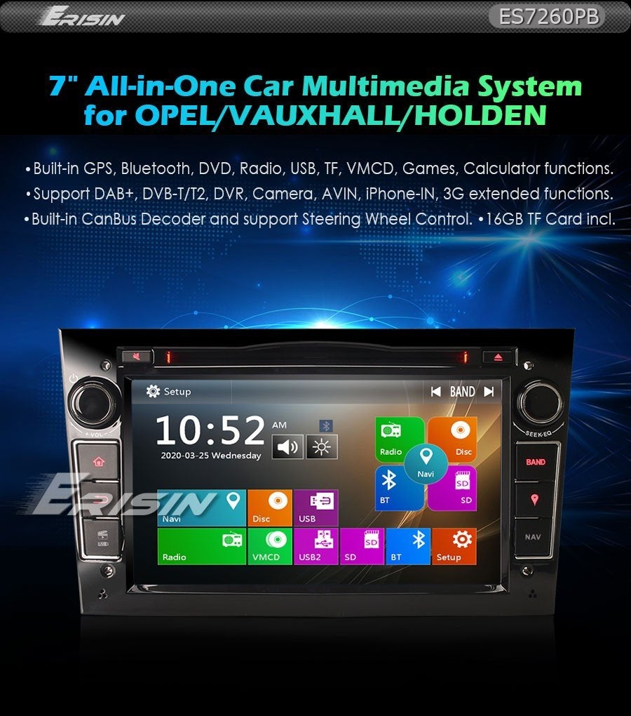 Erisin 7" All-in-One Autoradio voor Opel, Auto diversen, Ophalen of Verzenden, Gebruikt