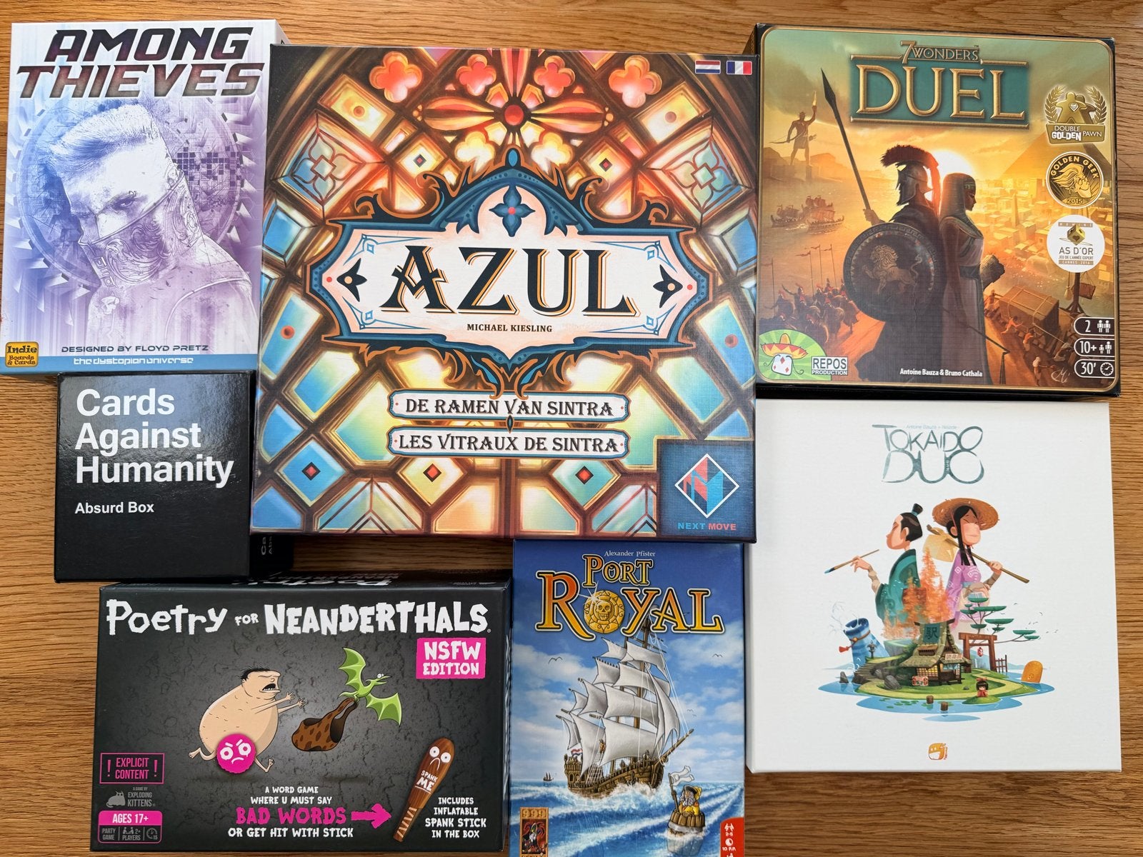 Bordspellenpakket wegens verhuizing: Azul, 7 Wonders Duel en, Een of twee spelers, Ophalen, Gebruikt
