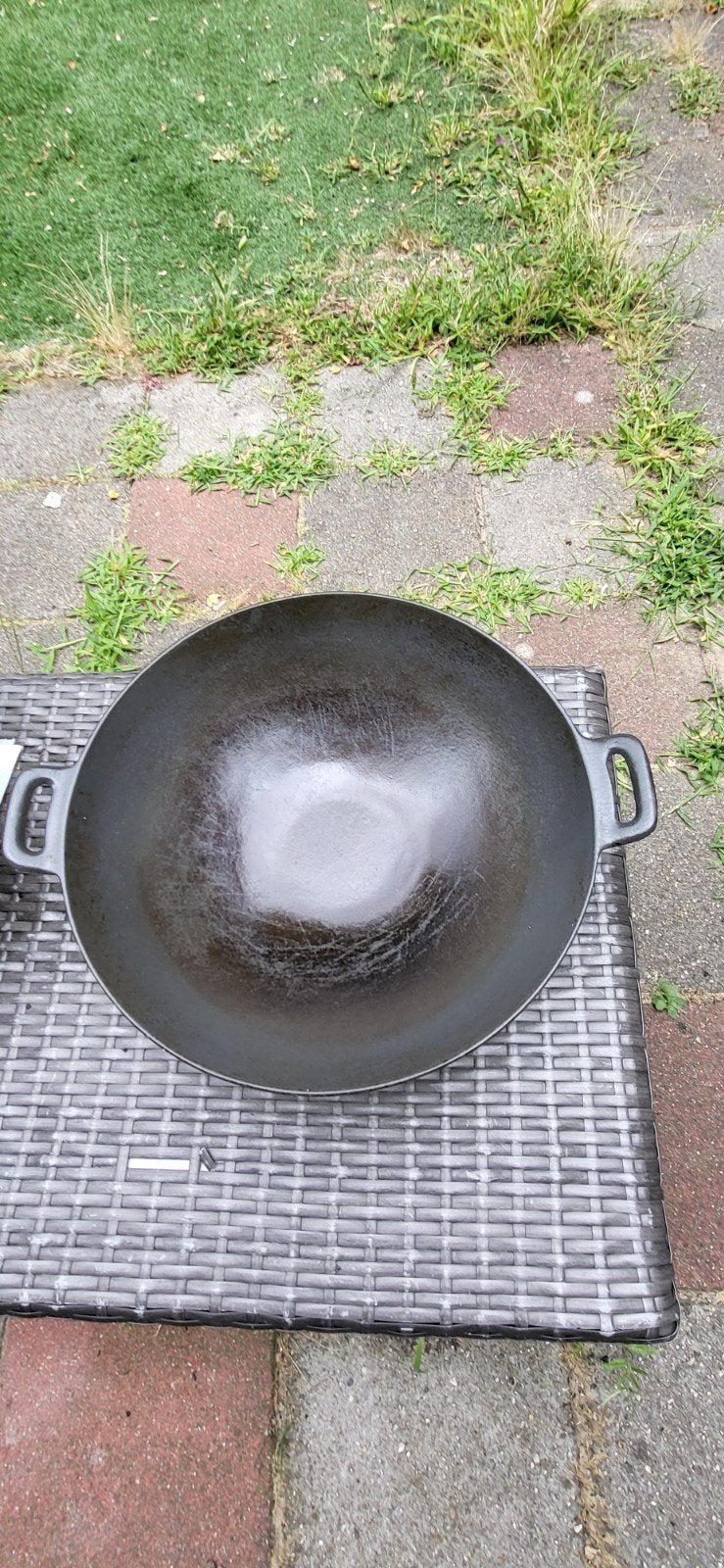 Gietijzeren Wokpan /wadjan -  37cm, Ophalen, Gebruikt, Gietijzer, Met handvatten