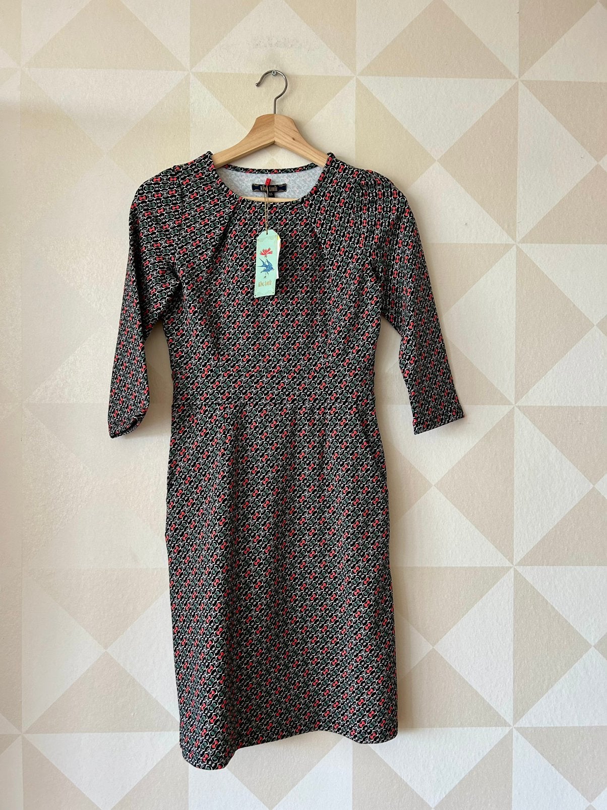 King Louie Mona Dress jurk zwart XS/34 NIEUW, Zwart, Nieuw, Ophalen of Verzenden, Knielengte