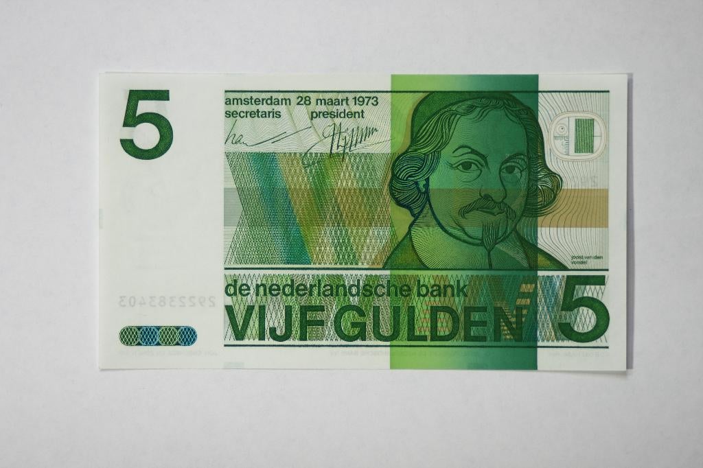 briefje van 5 gulden 1973 UNC, Ophalen, 5 gulden, Los biljet