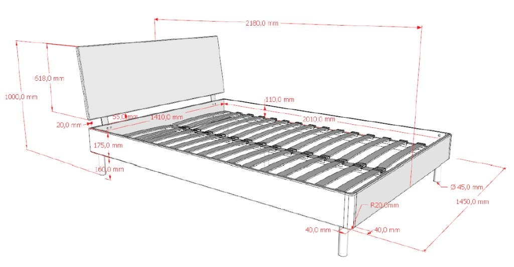 Forrest Beech 2-persoonsbed - 140x200 - Wit beuken, Niet ingevuld, Niet ingevuld, Niet ingevuld