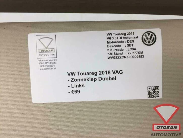 vw touareg 2018 zonneklep dubbel links, Auto-onderdelen, Interieur en Bekleding, Gebruikt, Volkswagen, Volkswagen AG, Berliner Ring 2
38440  Wolfsburg, DE