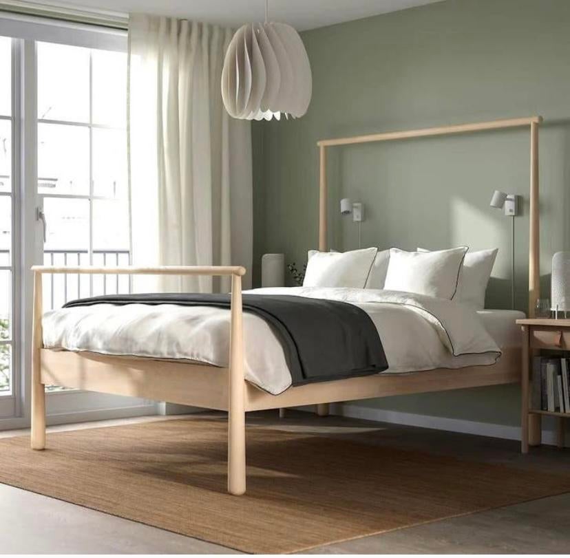 Ikea bed Gjora ,  140x200 , gedemonteerd compleet, Wit, Tweepersoons, Zo goed als nieuw, Hout