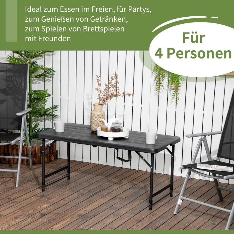Opvouwbare Campingtafel - HDPE Houtlook - Verstelbaar, Ophalen of Verzenden, Nieuw