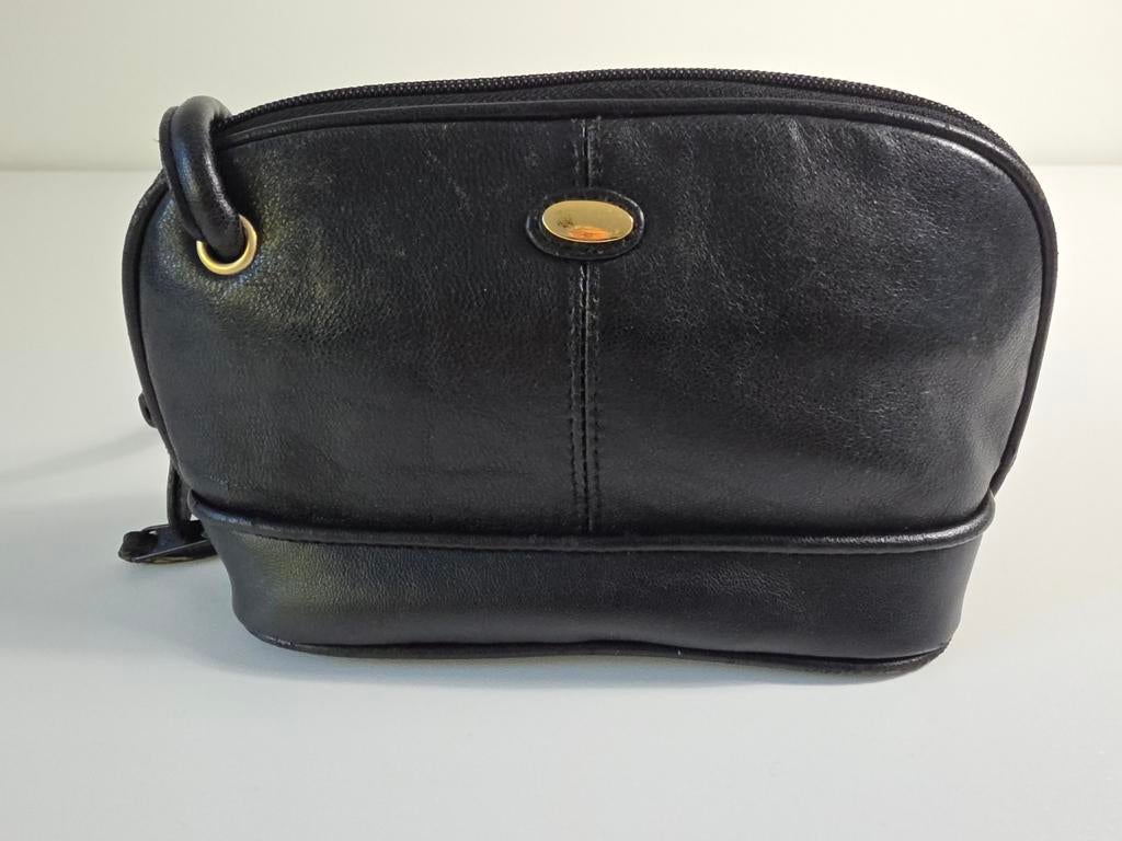 Zwarte Lederen Clutch / Tasje – Tijdloze Retro Look, Verzenden, Gebruikt, Zwart, Schoudertasje
