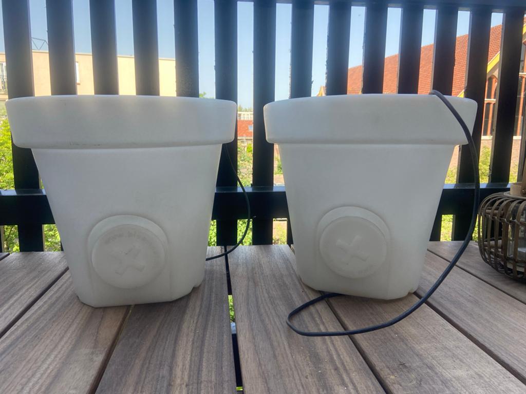 2 x Bloom Pot Light - lichtgevende bloempot S (of 1x), Kunststof, Gebruikt, 40 cm of meer, Rond