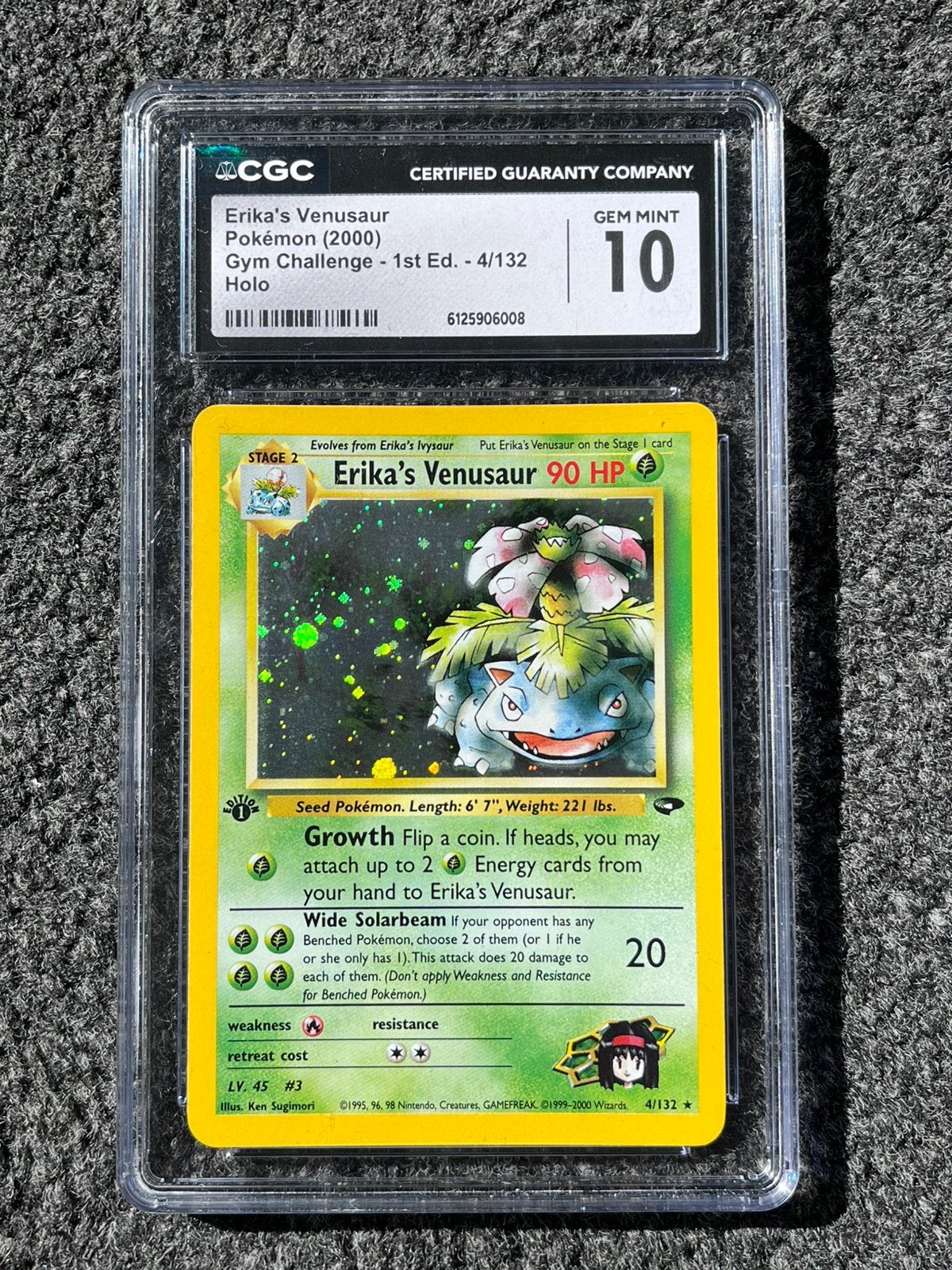 Pokémon CGC 10 1st ed Erika’s Venusaur holo #4 Gym Challenge, Ophalen of Verzenden, Zo goed als nieuw, Losse kaart, Foil