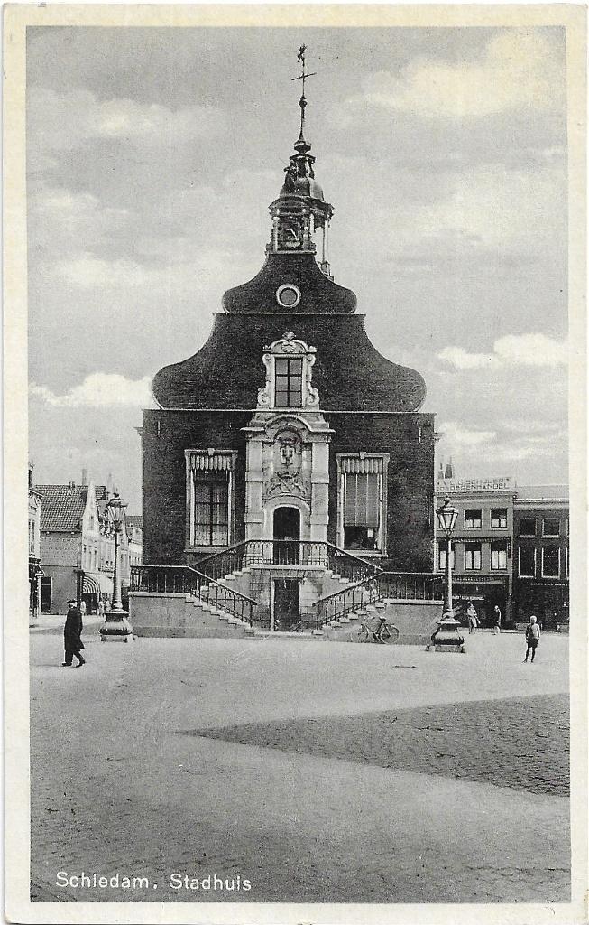 AK Schiedam - Stadhuis., Verzenden, 1920 tot 1940, Gelopen, Zuid-Holland