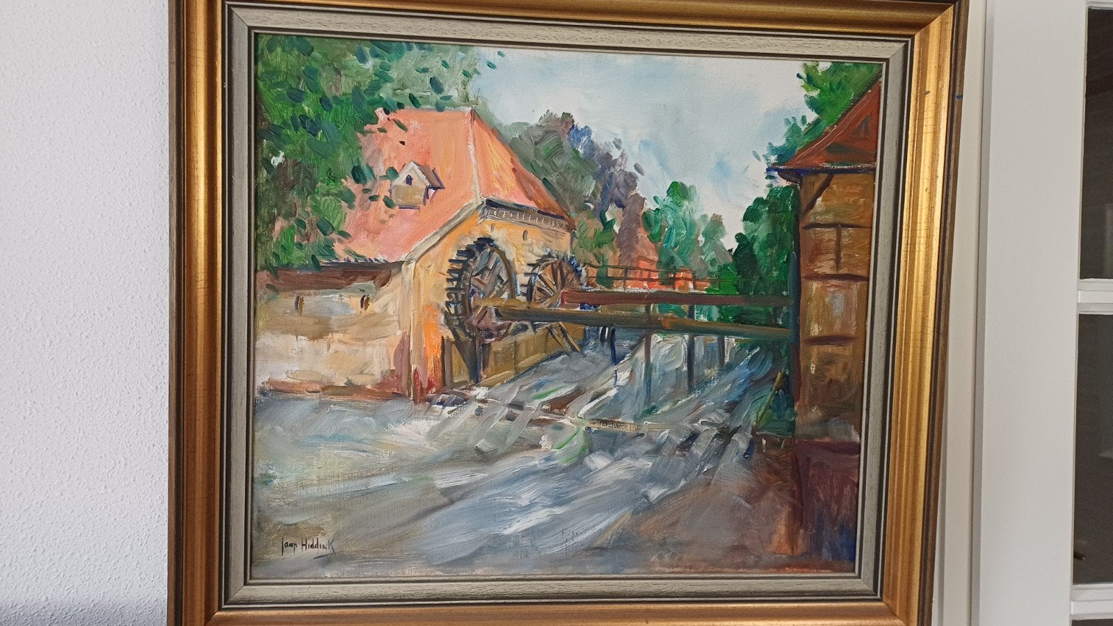 Schilderij watermolen van Jaap Hiddink, Ophalen