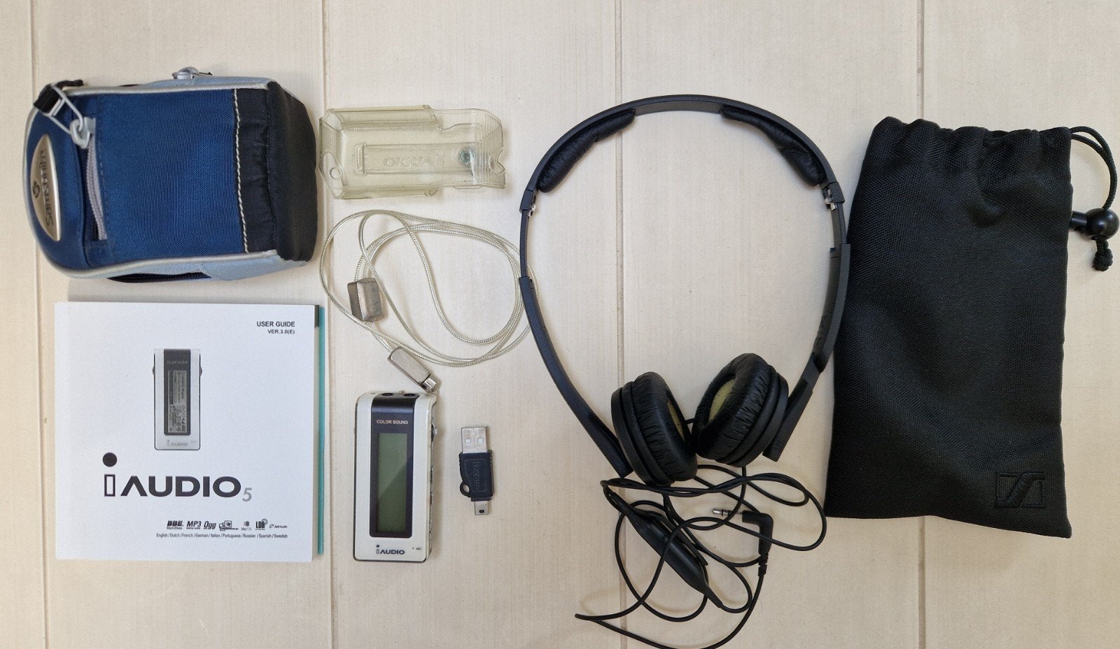 Cowon iAUDIO 5 MP3-speler met Sennheiser PX200 koptelefoon, Overige types, Gebruikt, Zilver, Minder dan 2 GB