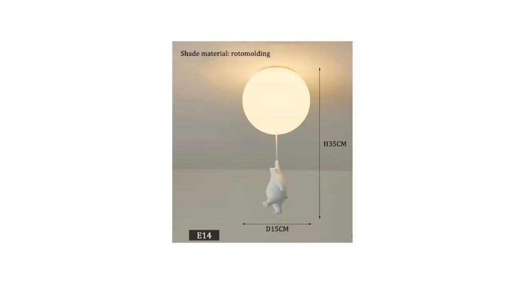 Leuke plafondlamp met klimmende beer - Wit, E27 fitting, Wit, Overige merken, Kunststof, Nieuw