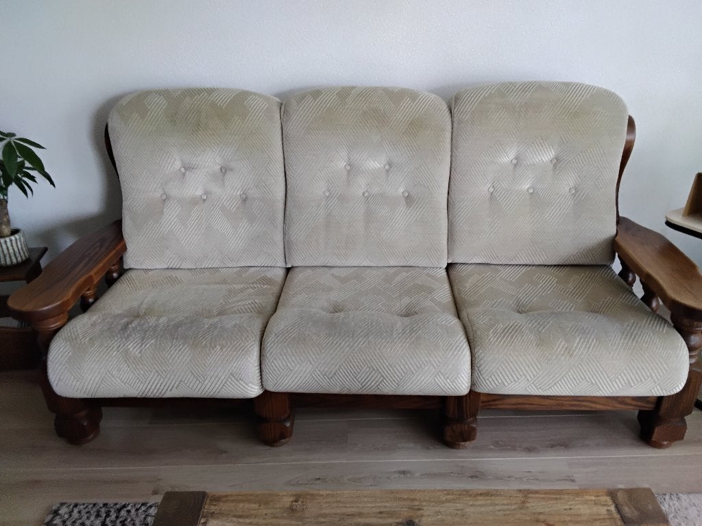 Eiken bankstel 3-2-1  zits, Ophalen, Gebruikt, 75 tot 100 cm