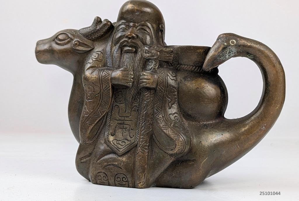 Chinese man met theepot brons, Antiek en Kunst, Ophalen