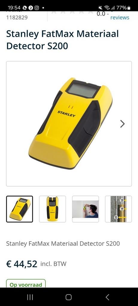 Stanley FatMax Materiaal Detector S200, Doe-het-zelf en Verbouw, Meetapparatuur, Ophalen of Verzenden