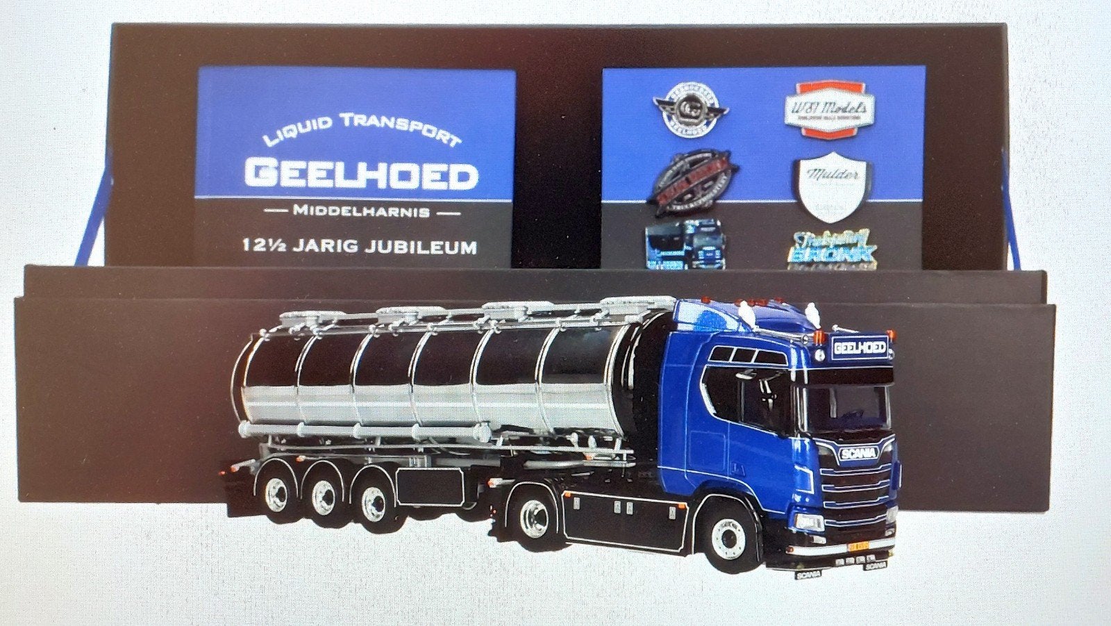 Wsi Scania Geelhoed tanker jubileum uitgave 12,5 jaar, Hobby en Vrije tijd, Modelauto's | 1:50, Ophalen of Verzenden, Nieuw, Bus of Vrachtwagen
