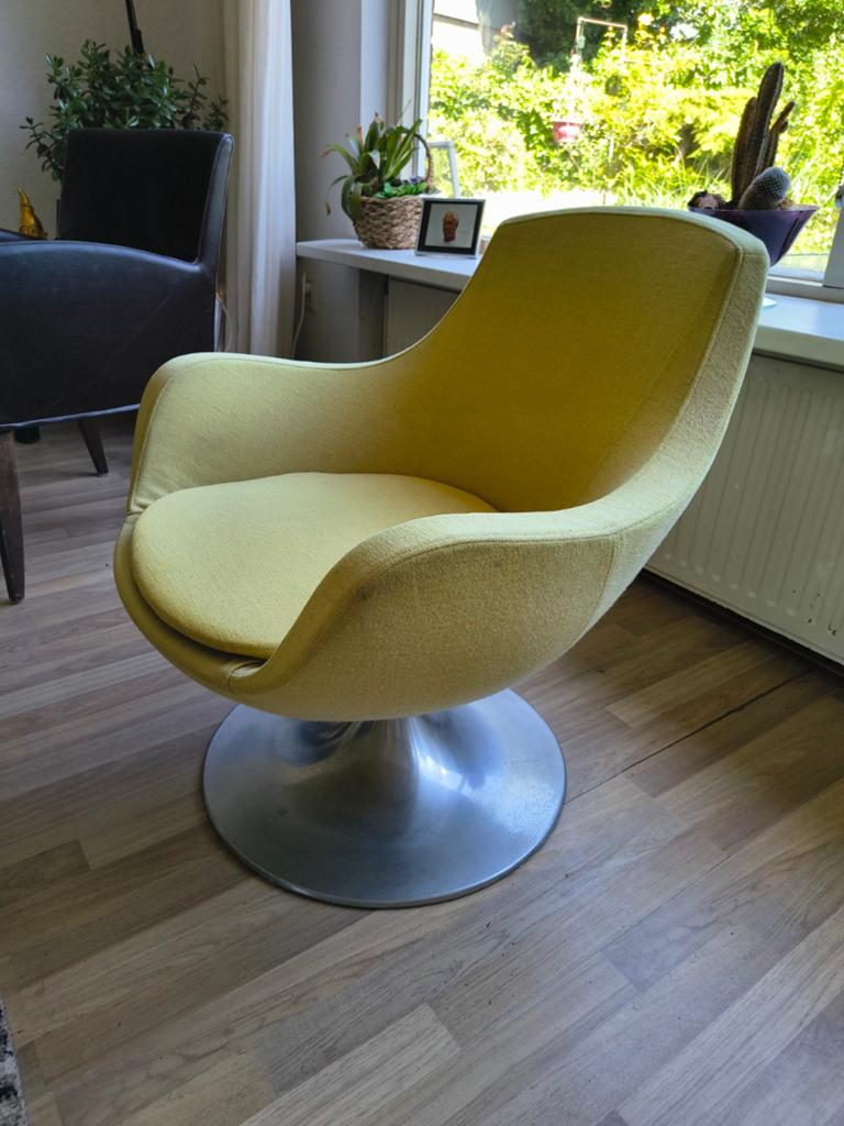 Vintage design draaistoel Space Age- Tulip stijl, Ophalen, Gebruikt, 50 tot 75 cm