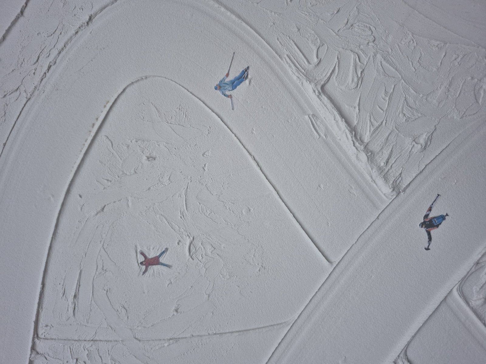 Werner Bronckhorst (namaak) - Skiërs in de sneeuw, Doek, Realistisch, Ophalen of Verzenden, Handgeschilderd