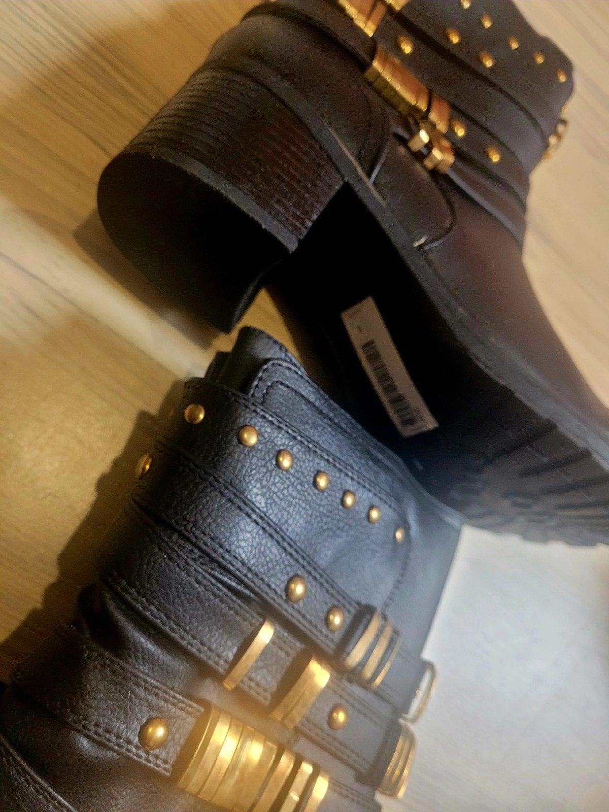 Zwarte enkellaarzen met gouden gespen - Maat 37, H&M, Zwart, Lage of Enkellaarzen, Nieuw