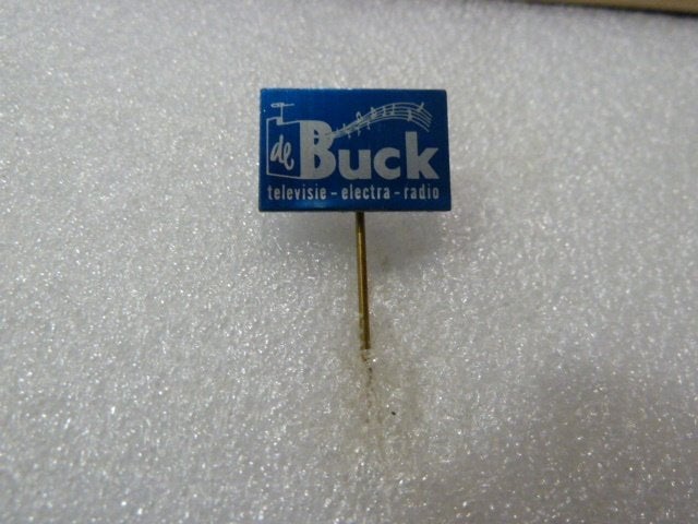 Vintage 'de Buck' Televisie Electra Radio Speldje, Verzamelen, Ophalen of Verzenden, Gebruikt, Merk, Speldje of Pin