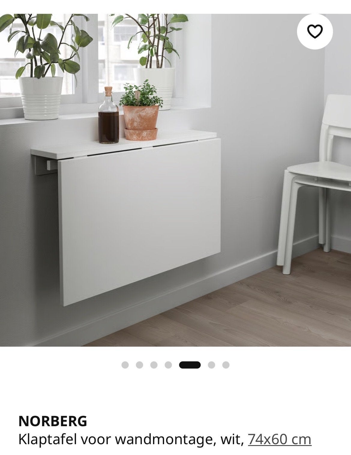 NORBERG Klaptafel voor wandmontage, wit - kleine beschadigin, Overige stijlen, Overige typen, Gebruikt, .