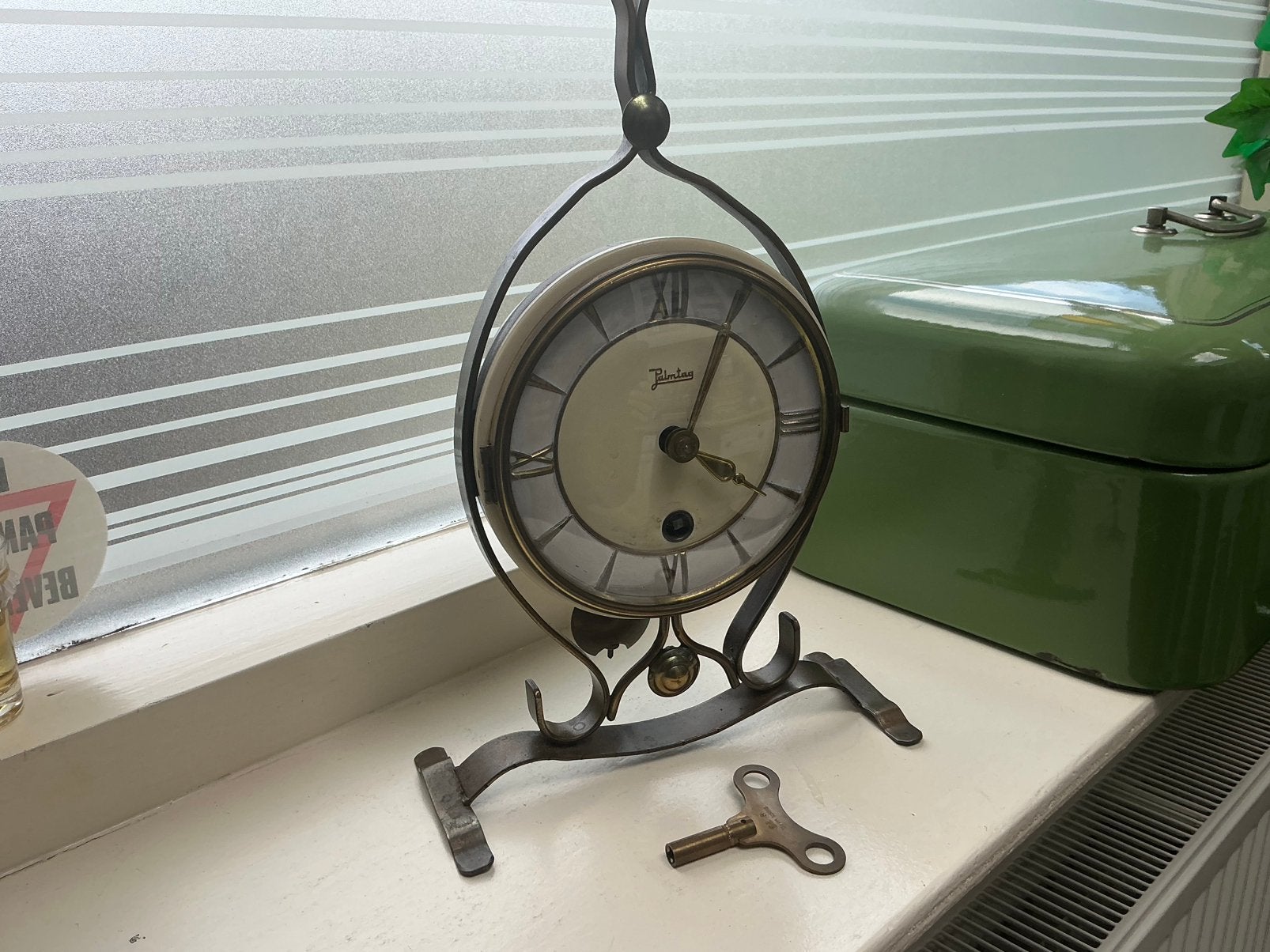 Koperen staande klok., Ophalen of Verzenden