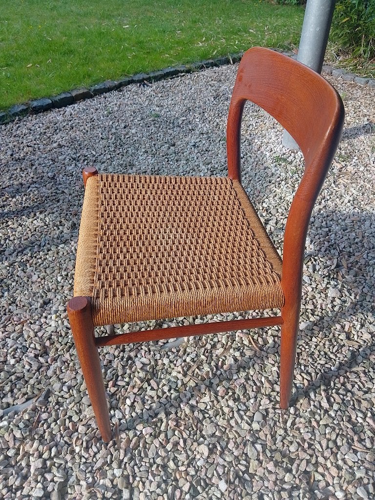 4 x Deens design eetkamerstoelen Niels Otto Møller model 75, Huis en Inrichting, Stoelen, Gebruikt, Vier, Hout, Riet of Rotan