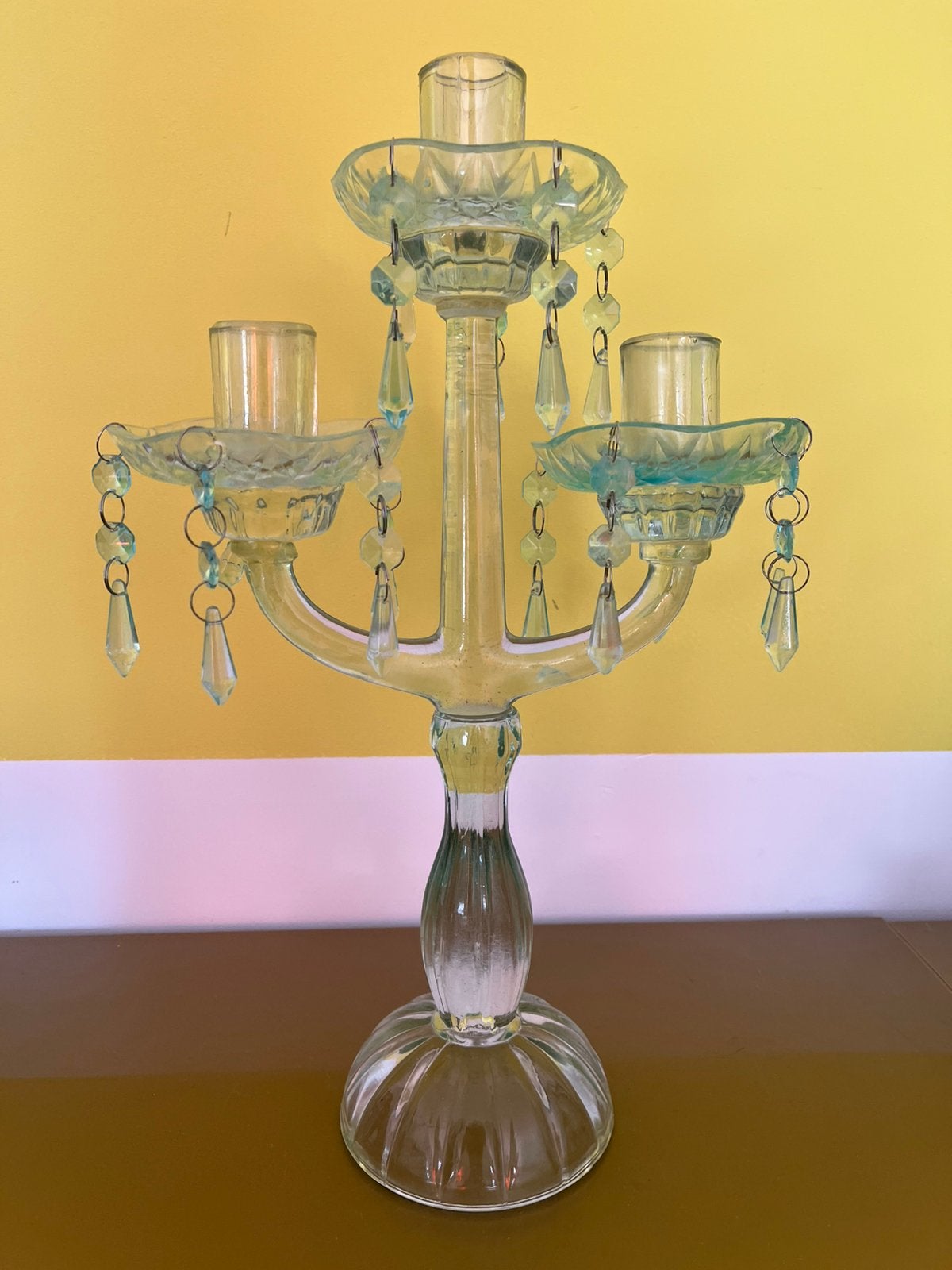 VINTAGE  KANDELAAR. —  CENTRE DE TABLE./ CENTERPIECE., Ophalen of Verzenden, Glas