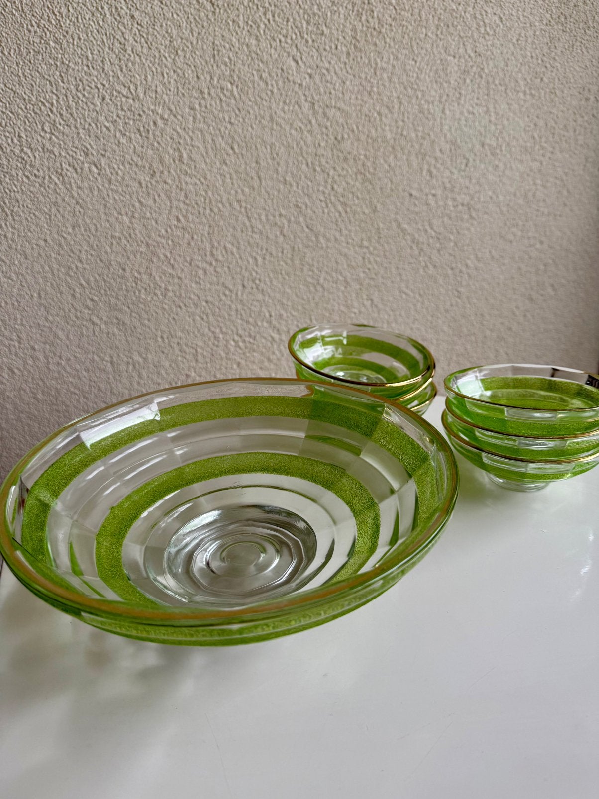 Glazen schalen groen goud, Ophalen of Verzenden