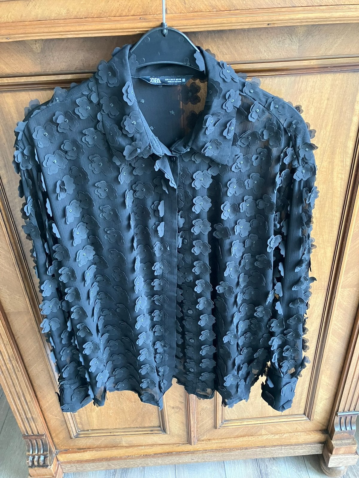 Zara transparante blouse bloemetjes S, Ophalen of Verzenden, Zo goed als nieuw, Maat 36 (S), Zwart