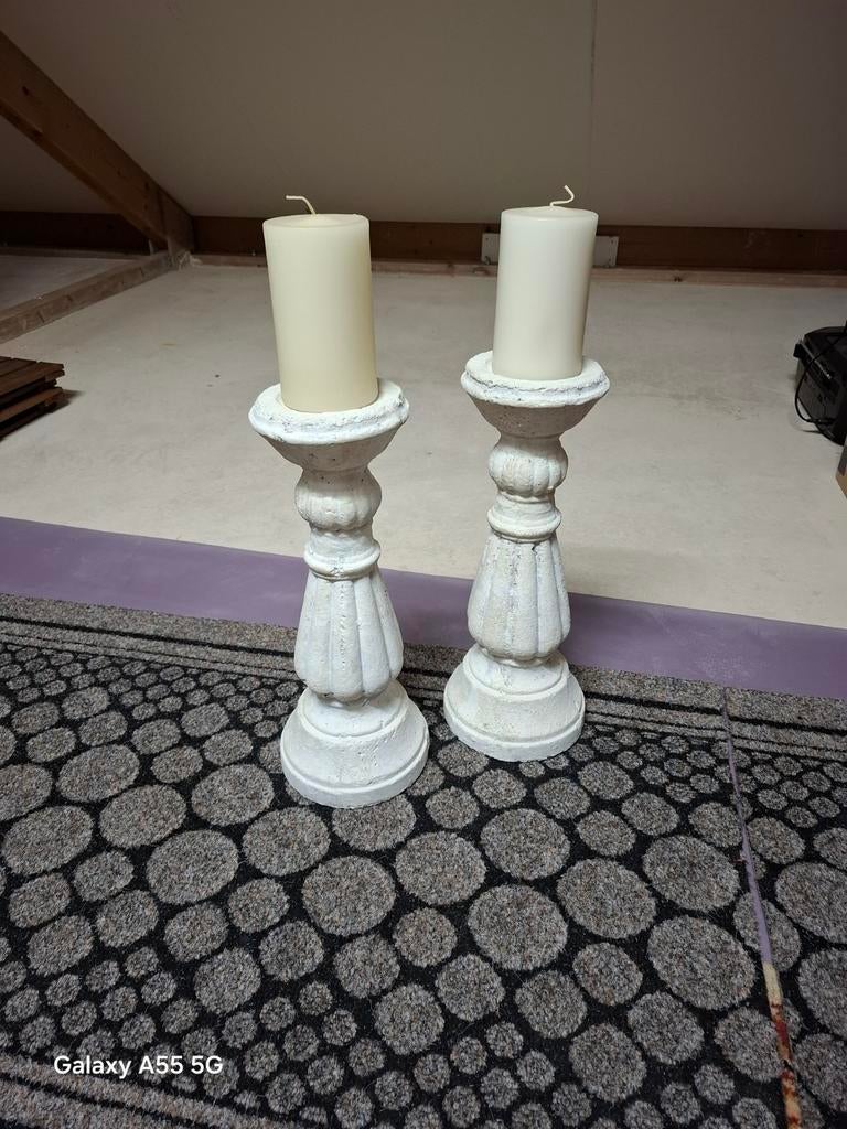 Set van 2 Betonnen Kandelaars - Rustieke Sfeer, Huis en Inrichting, Woonaccessoires | Kandelaars en Kaarsen, Ophalen, Overige materialen