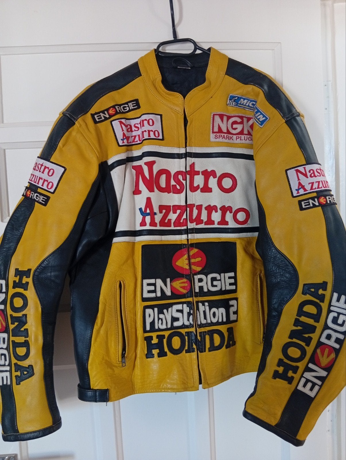 Vintage Honda Nastro Azzurro Leren Motorjas, Honda, Heren, Jas | leer, Ophalen of Verzenden