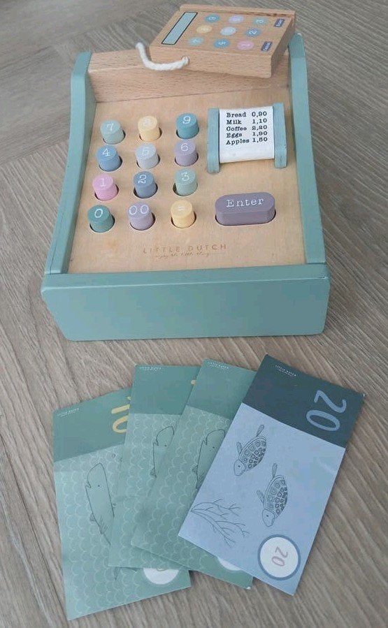 Little Dutch Houten Kassa met Geld - Speelgoed, Kinderen en Baby's, Speelgoed | Educatief en Creatief, Ophalen, Gebruikt, Rekenen