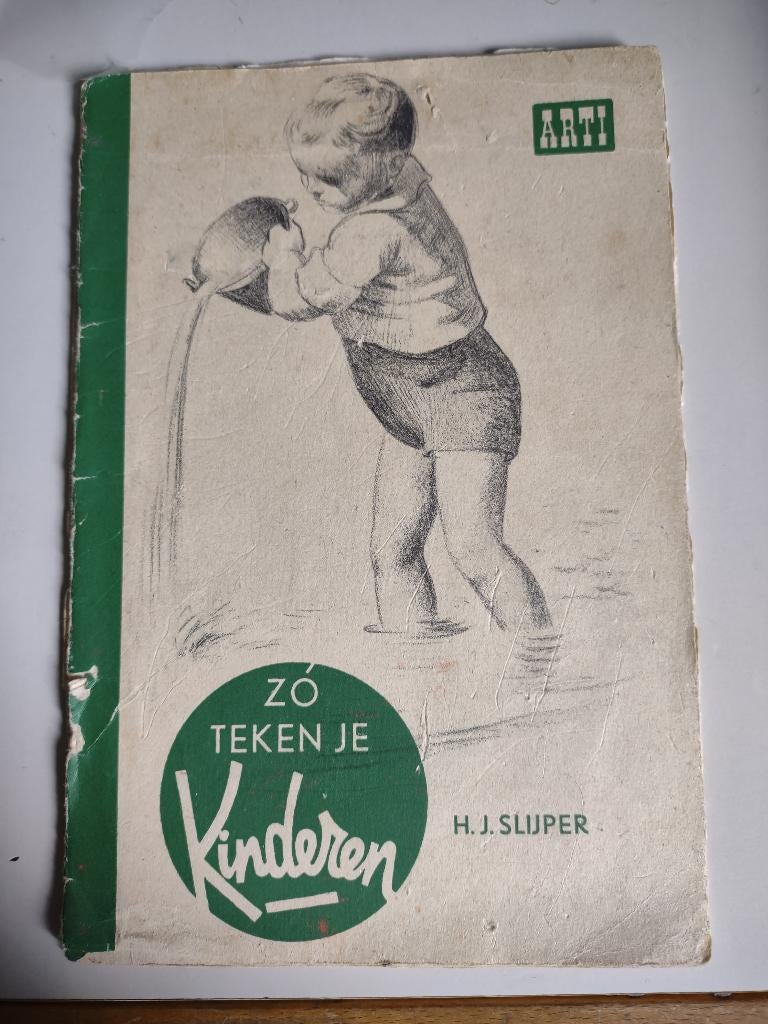 Antiek les boekje  "Zo teken je kinderen" -H.J.Slijper, Ophalen of Verzenden, Gelezen, H.J.Slijper