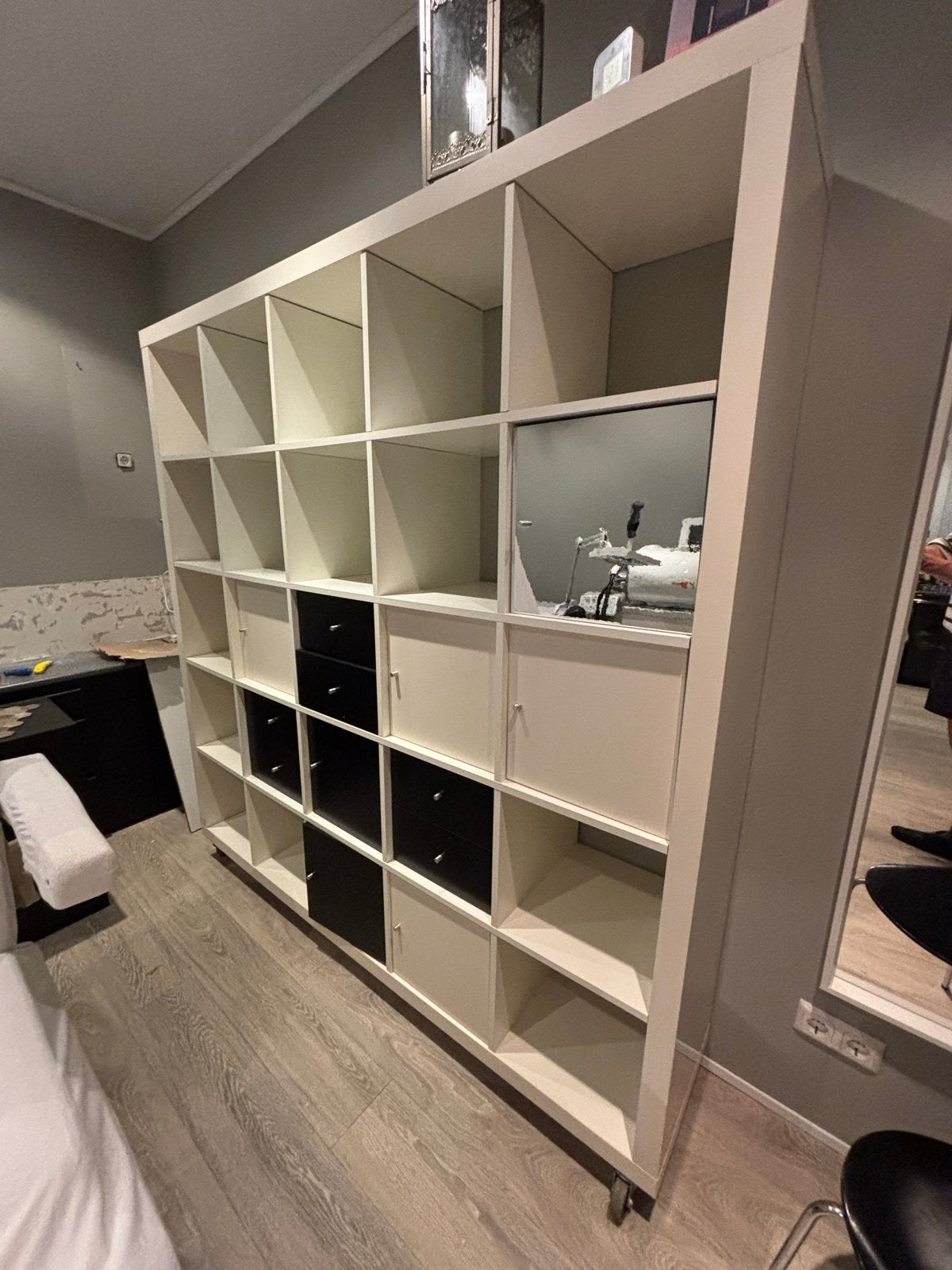 Grote witte vakkenkast met lades en deuren Kallax Ikea, Ophalen, Overige materialen, Gebruikt, 150 tot 200 cm