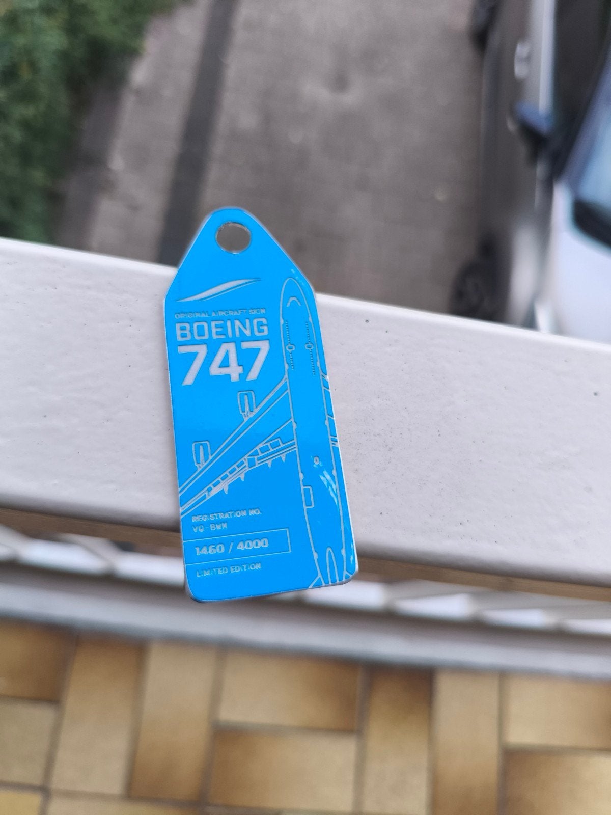 Zeldzame Aviationtag Boeing 747 KLM Blauw - Goede Conditie, Verzamelen, Ophalen, Gebruikt, Overige typen