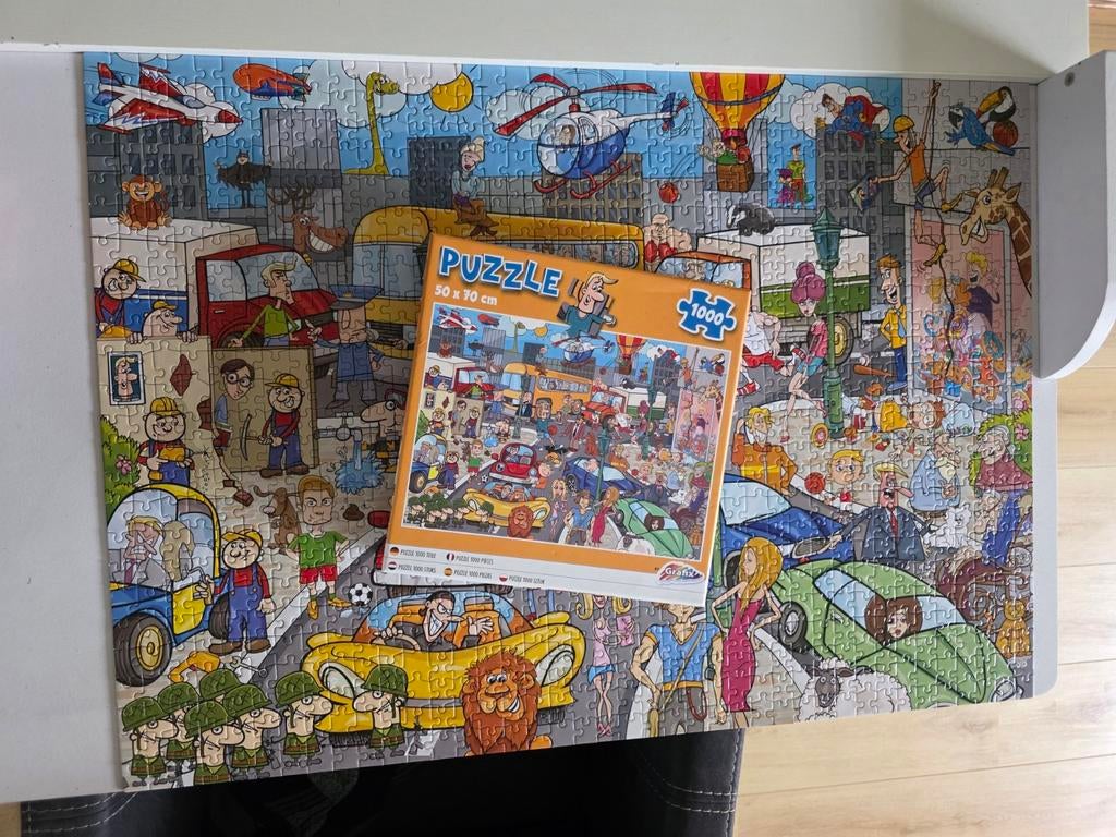 Grafix traffic jam puzzel 1000 stukjes comic puzzel compleet, Ophalen of Verzenden, 500 t/m 1500 stukjes, Zo goed als nieuw, Legpuzzel