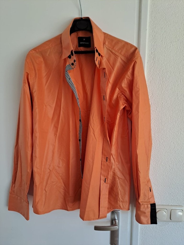 overhemd oranje maat XXL Gasparo, Kleding | Heren, Ophalen of Verzenden, Zo goed als nieuw, Oranje, Overige halswijdtes