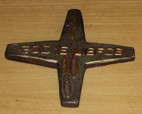 Kruis keramiek  14 x 14 cm  93650, Ophalen of Verzenden, Zo goed als nieuw, Overige typen, Christendom | Katholiek