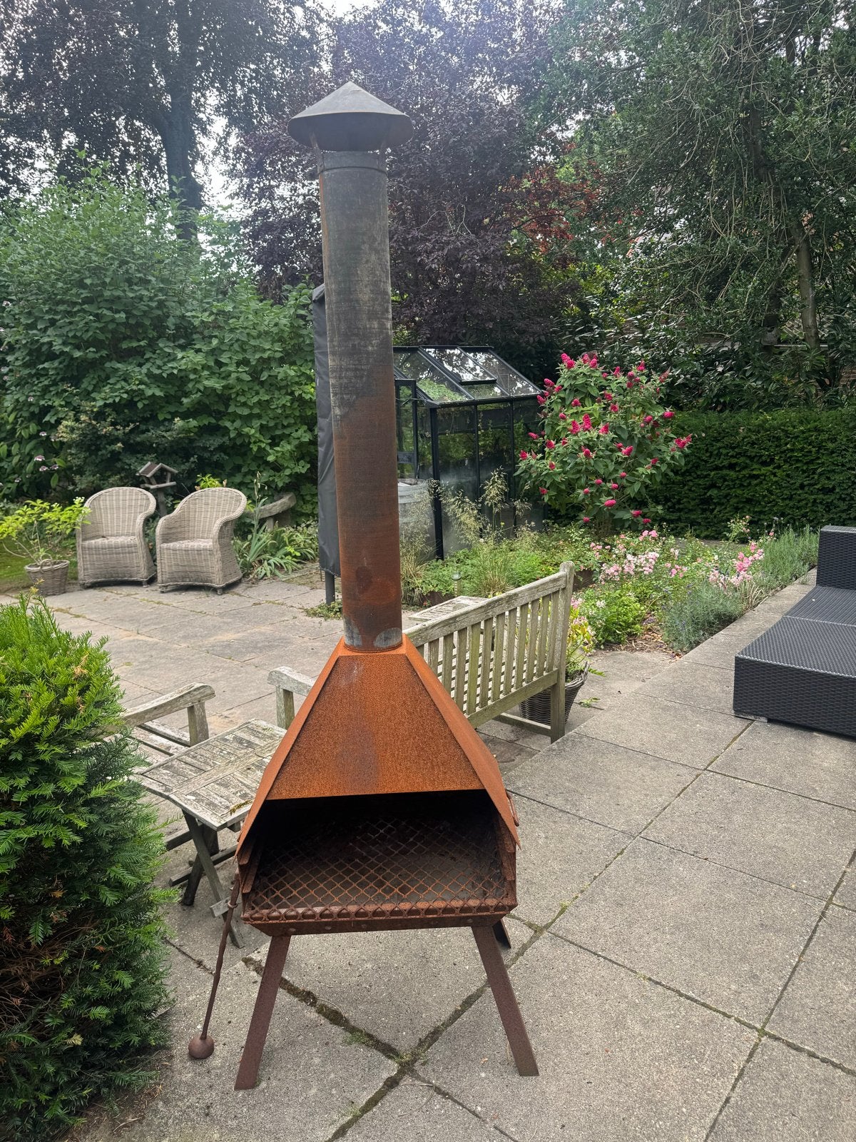 Grote tuinhaard / buitenkachel van cortenstaal, Tuin en Terras, Ophalen, Gebruikt, Vuurkorf