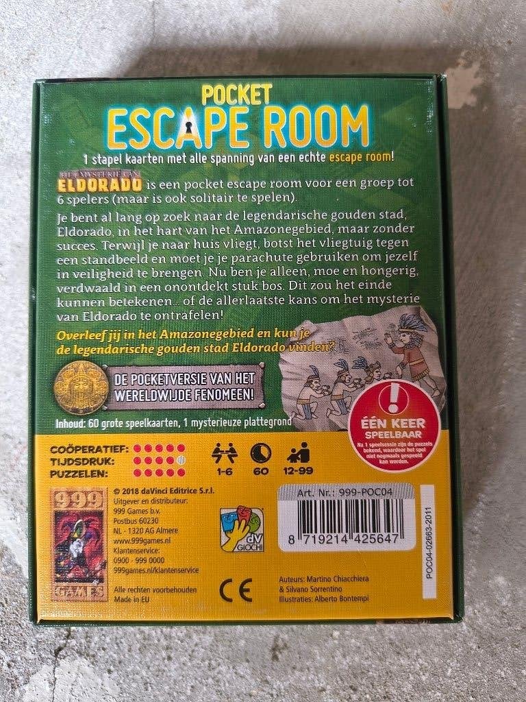 Pocket escaperoom - Het mysterie van Eldorado, Vijf spelers of meer, Ophalen, Gebruikt, 999-games