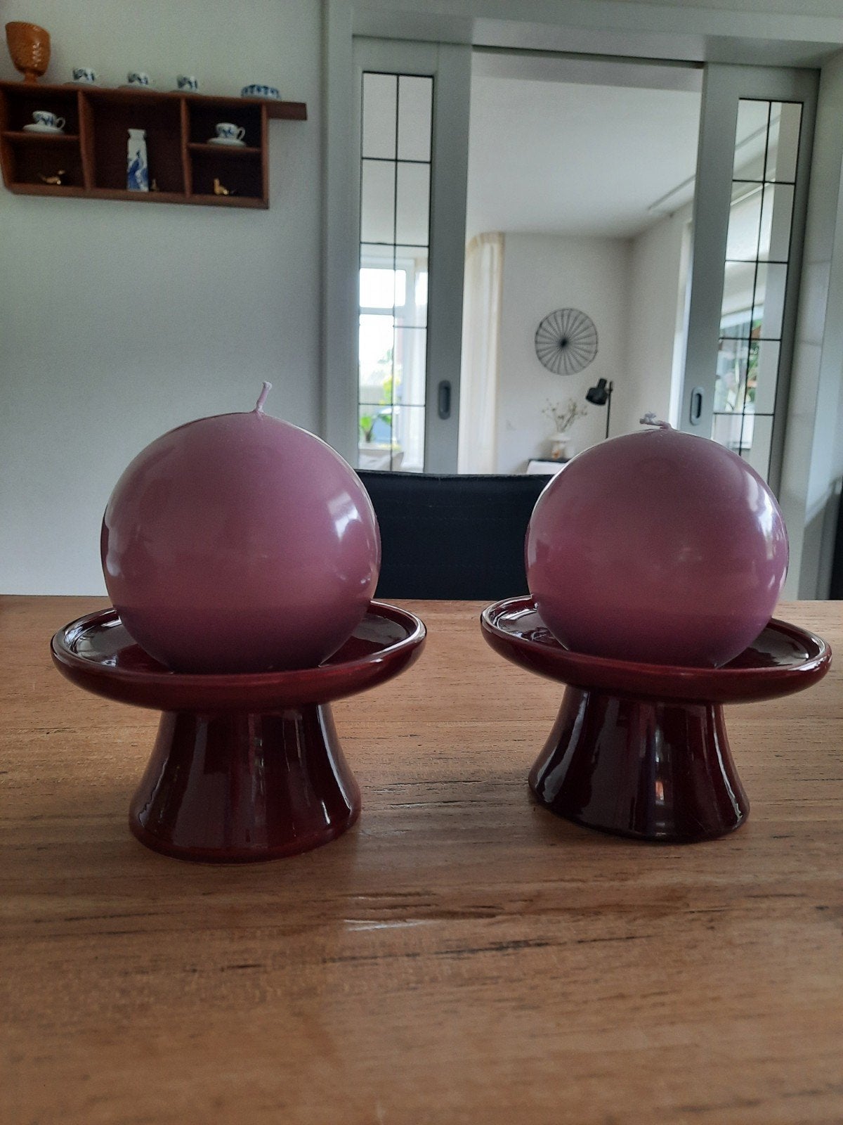 vintage kaarsenstandaards donkerrood evt met kaarsen, Verzamelen, Retro, Ophalen of Verzenden, Huis en Inrichting