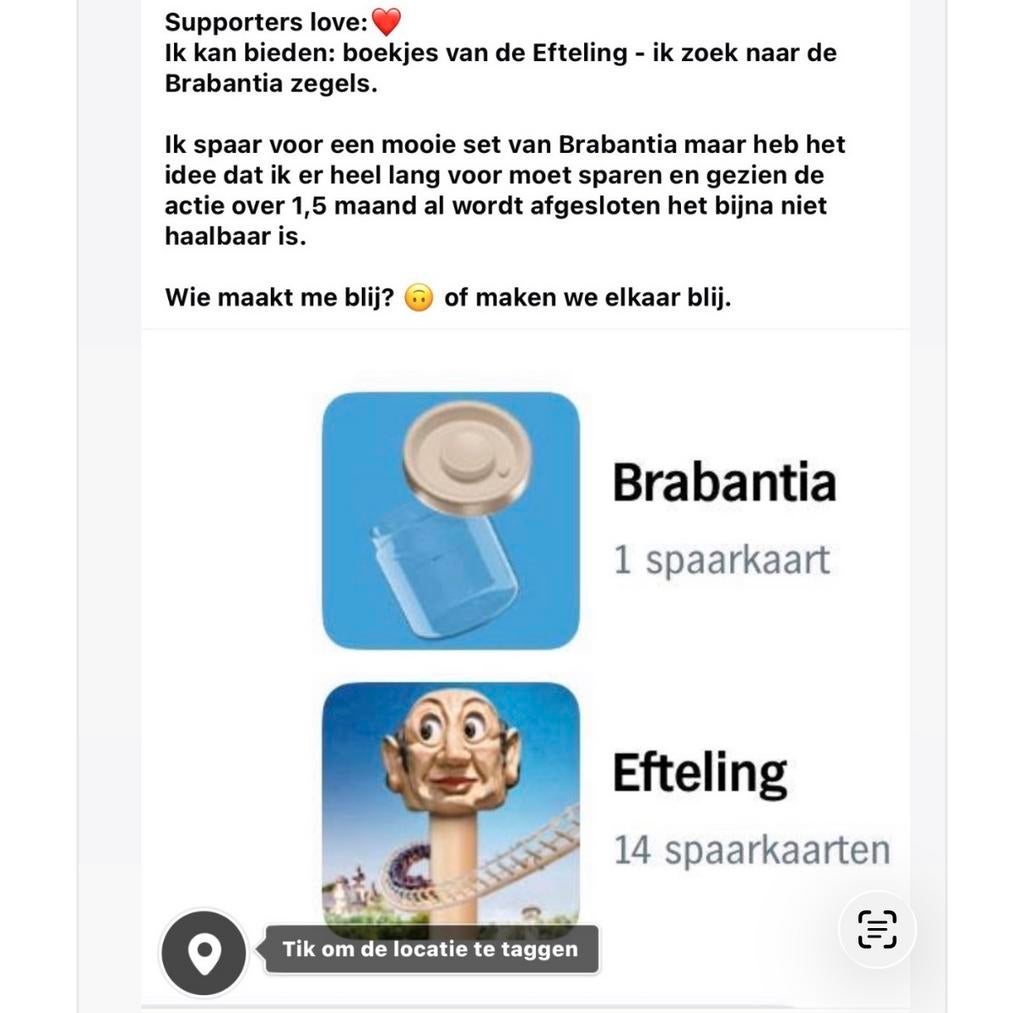 Gezocht Brabantia - aanbieden: Efteling spaarkaarten, Ophalen of Verzenden